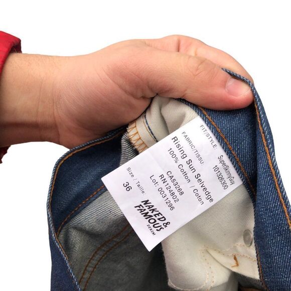 RARE Naked & Famous Selvedge Jeans Size 36 Rising Sun Selvedge Blue - Picture 6 of 11